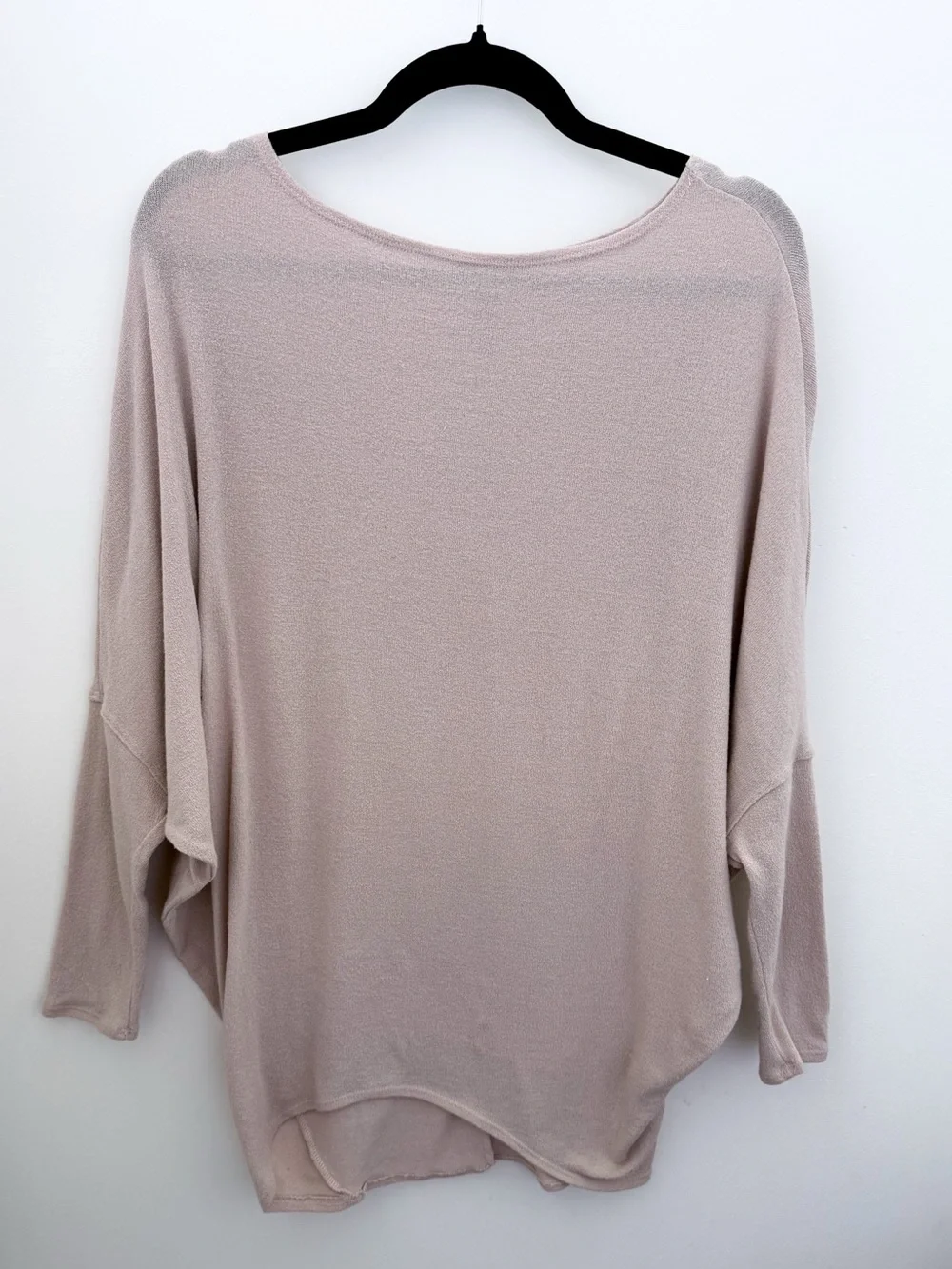 Jolie Blush Beige Dolman Sleeve Knit Top Oversized Boat Neck One Size - Picture 2 of 8